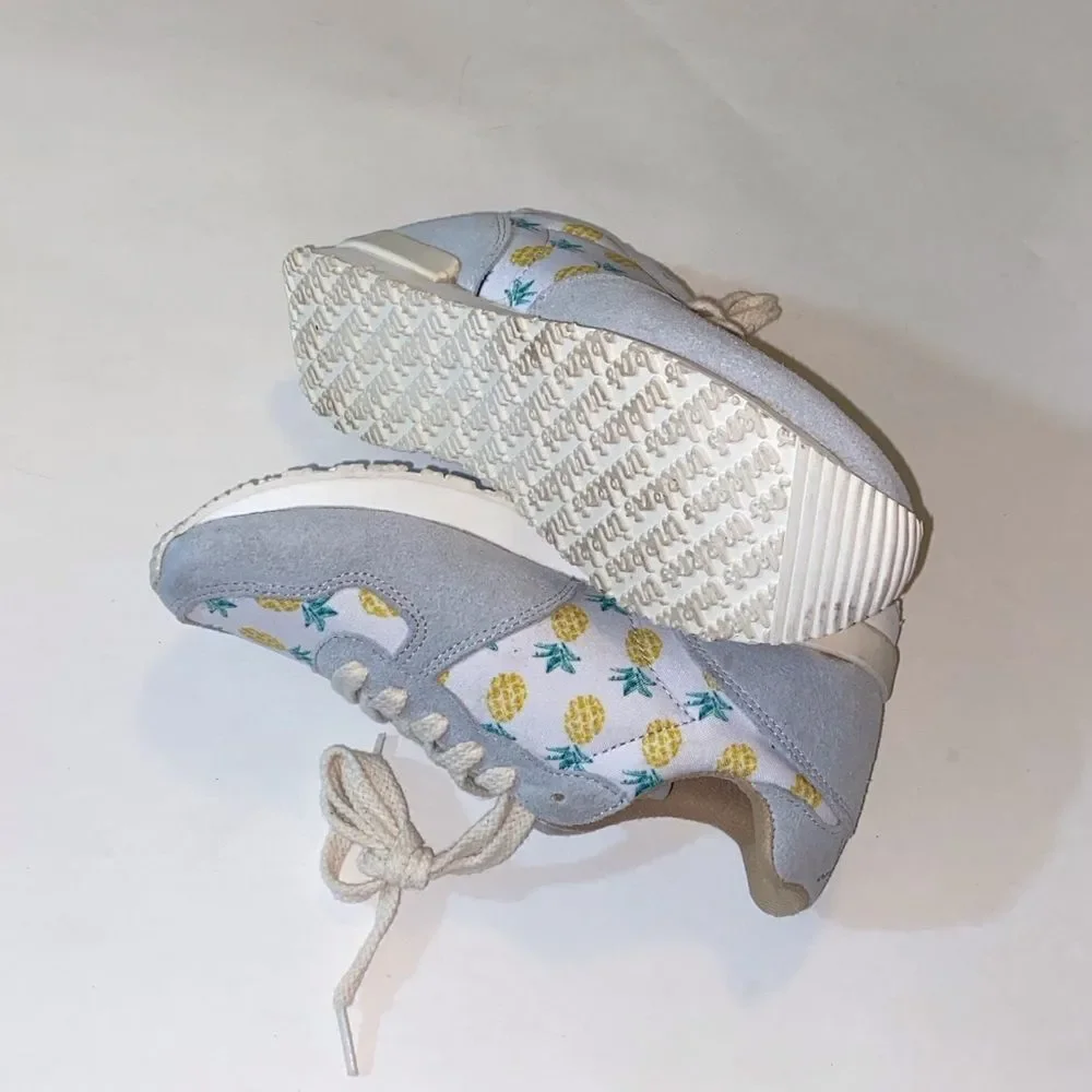 Inkkas Unisex USA-W 5 USA-M 3 Pineapple Print Sneakers - Blue and Yellow